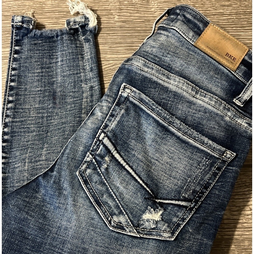 BKE Parker High Rise Ankle Tall Skinny Heavy Distressed Jeans Size 25 (27x29)‎
